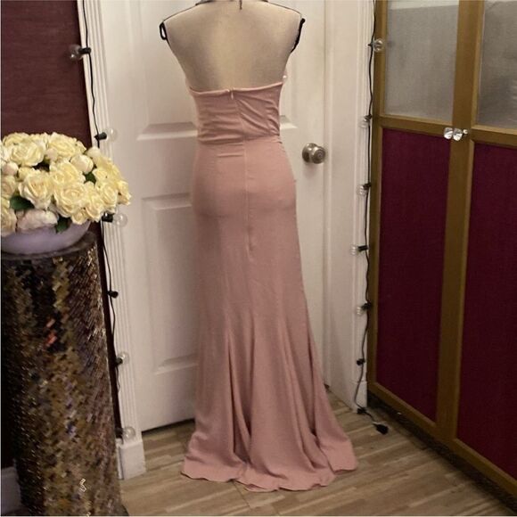 Ashley Stambouli Elegant Pink Strapless Evening Gown, XS - Picture 5 of 7